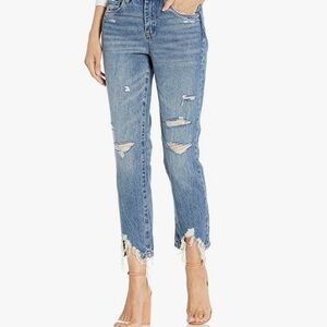 Blank NYC The Madison High Rise Crop Shark Bite Ankle Hem Mom Jeans Size 25